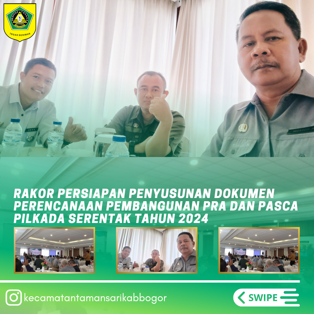 Camat Tamansari (YUDI HARTONO, S.E., S.IP) Hadir dan Mengikuti Kegiatan Rakor Persiapan Penyusunan Dokumen Perencanaan Pembangunan Pra dan Pasca Pilkada Serentak Tahun 2024.