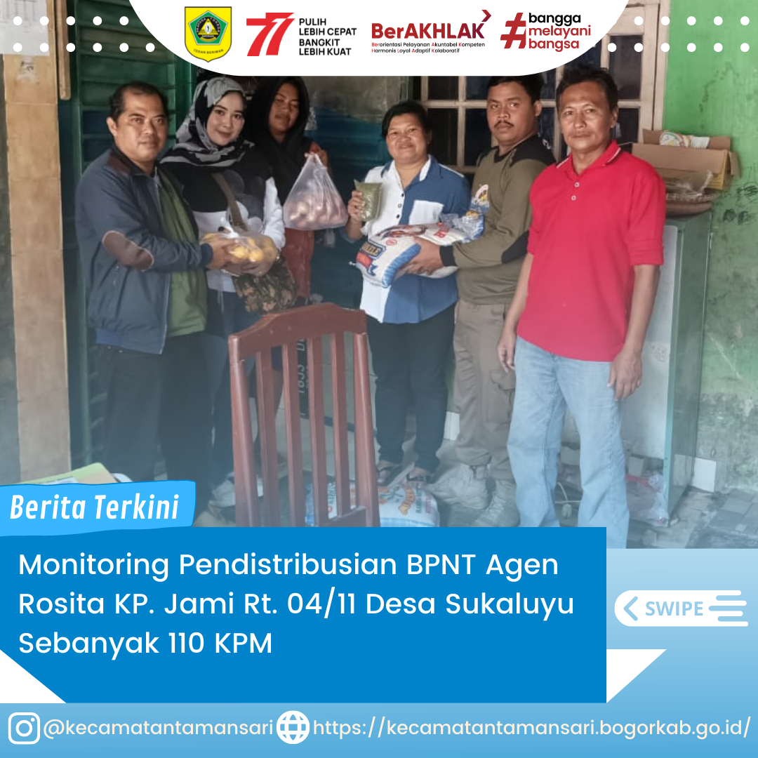 Seksi Pemberdayaan Masyarakat di Dampingi SatPol-PP Kecamatan Tamansari Beserta TKSK dan Pemerintah Desa Sukaluyu Melaksanakan  Monitoring Pendistribusian BPNT Agen Rosita Berlokasi di Kp. Jami Rt. 04/11 Desa Sukaluyu Sebanyak 110 KPM.