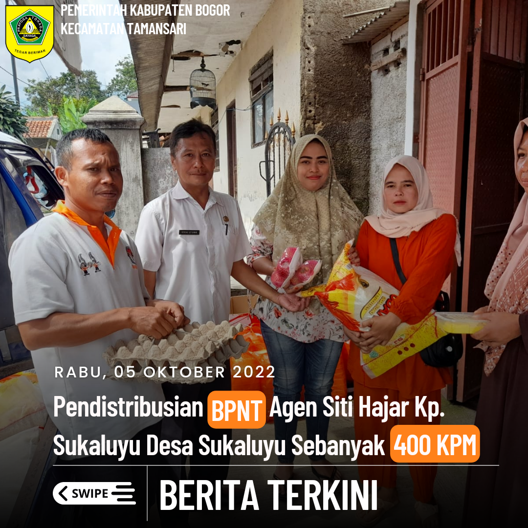 Seksi Pemberdayaan Masyarakat SatPol - PP Serta TKSK Kecamatan Sukaresmi di Dampingi Pemerintah Desa Sukaluyu Melaksanakan Monitoring Pendistribusian BPNT Agen Siti Hajar Desa Sukaluyu Sebanyak 400 KPM.
