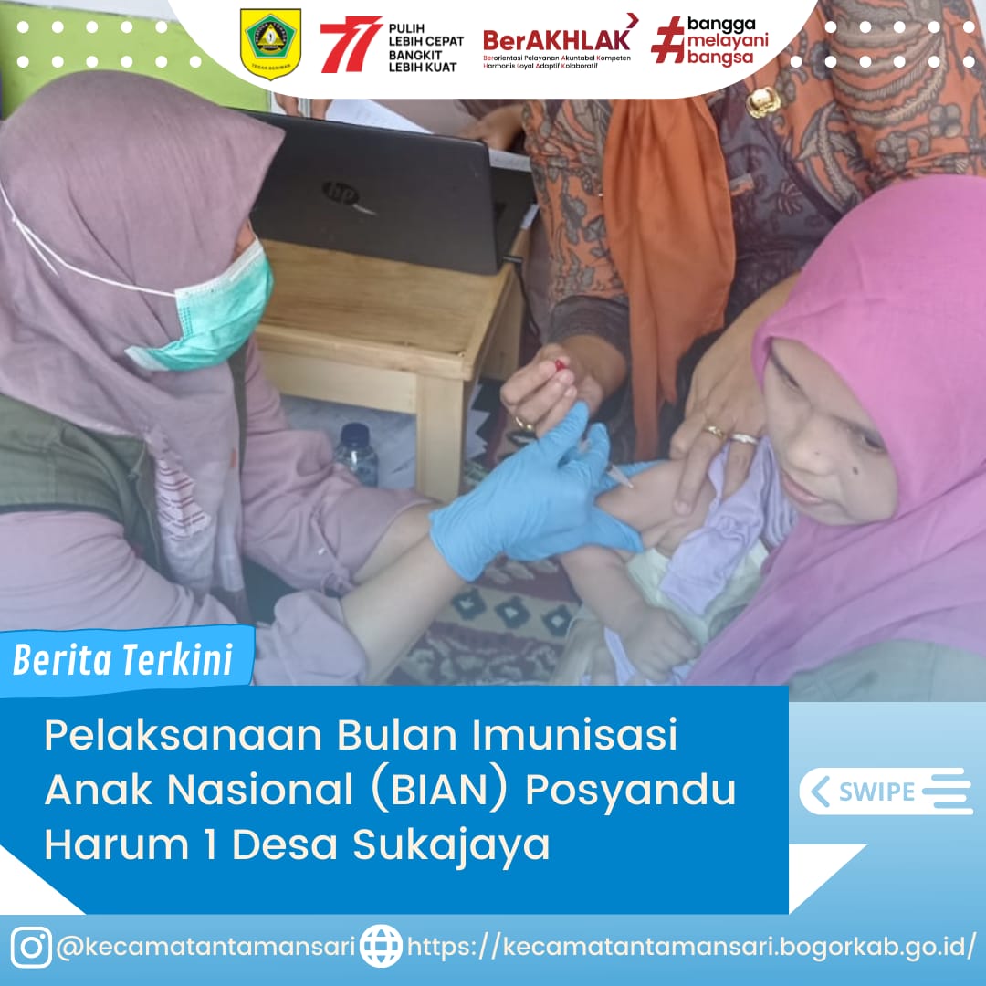 Pelaksanaan Bulan Imunisasi Anak Nasional (BIAN) Merupakan kegiatan pemberian imunisasi tambahan Campak-Rubela dan pemberian imunisasi pada anak yang belum mendapatkan imunisasi lengkap. Nah Sobat Kali Ini Pelaksanaan BIAN dilaksanakan Di Posyandu Harum 1