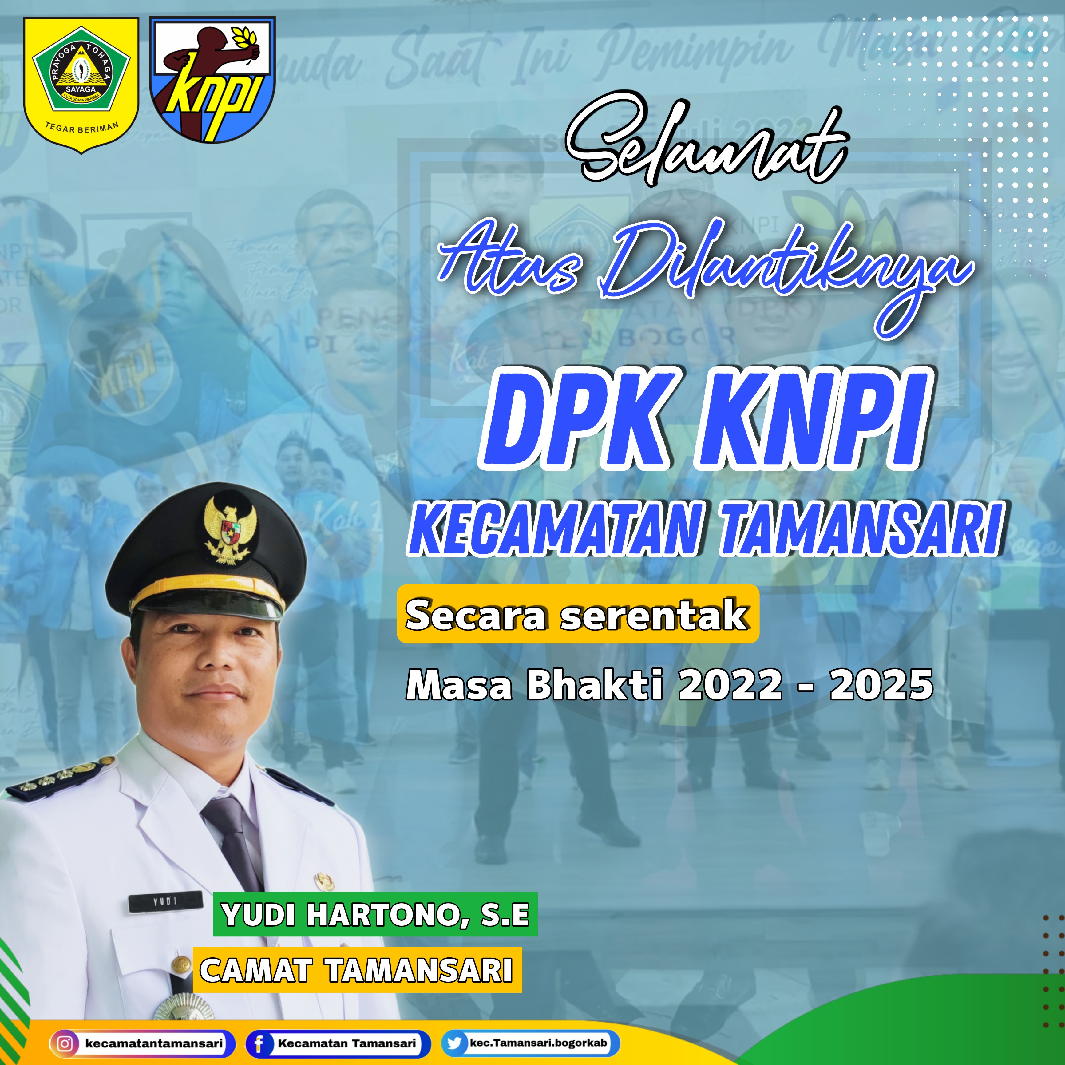 SELAMAT ATAS DILANTIKNYA DPK  KNPI KECAMATAN TAMANSARI SECARA SERENTAK MASA BHAKTI 2022 - 2025