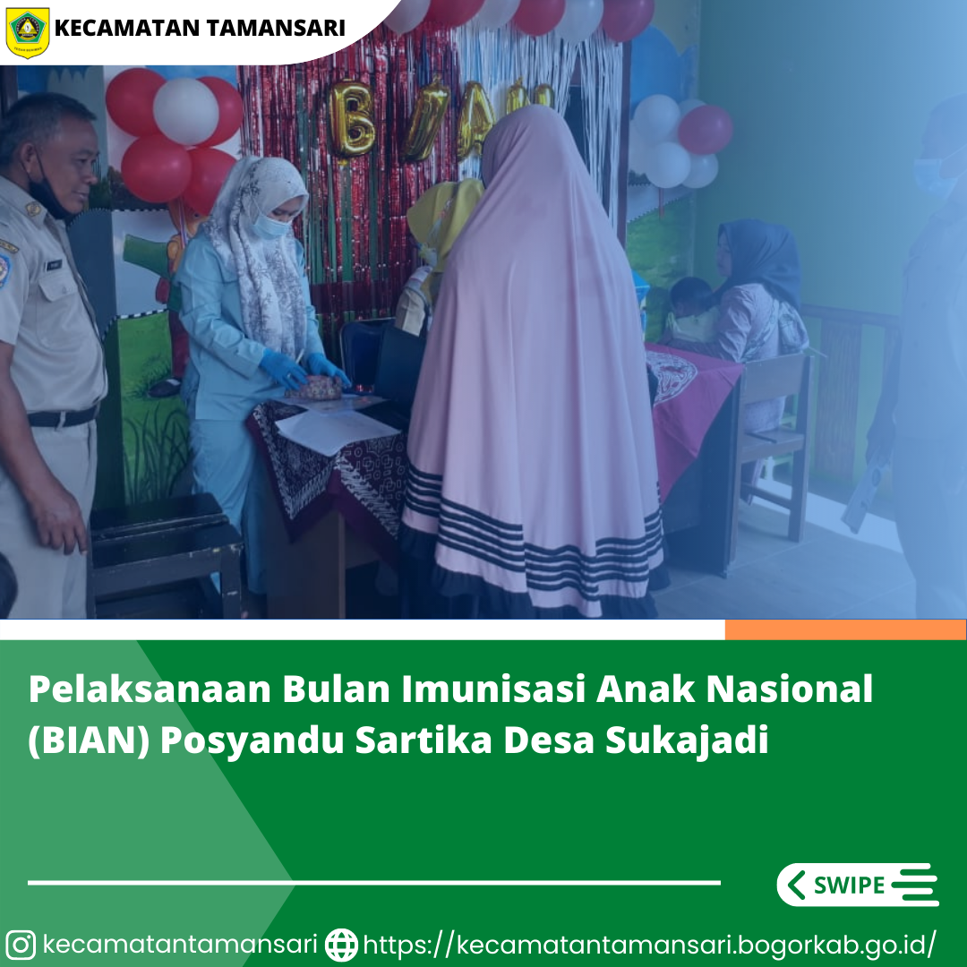 Pelaksanaan Bulan Imunisasi Anak Nasional (BIAN) Merupakan kegiatan pemberian imunisasi tambahan Campak-Rubela dan pemberian imunisasi pada anak yang belum mendapatkan imunisasi lengkap. Nah Sobat Kali Ini Pelaksanaan BIAN dilaksanakan Di Posyandu Sartika