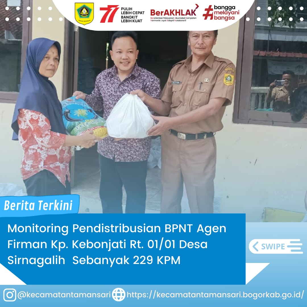 Seksi Pemberdayaan Masyarakat di Dampingi SatPol-PP Kecamatan Tamansari Beserta TKSK dan Pemerintah Desa Sirnagalih Melaksanakan Monitoring Pendistribusian BPNT Agen Firman Berlokasi di Kp. Kebonjati Rt. 01/01 Desa Sirnagalih Sebanyak 229 KPM.