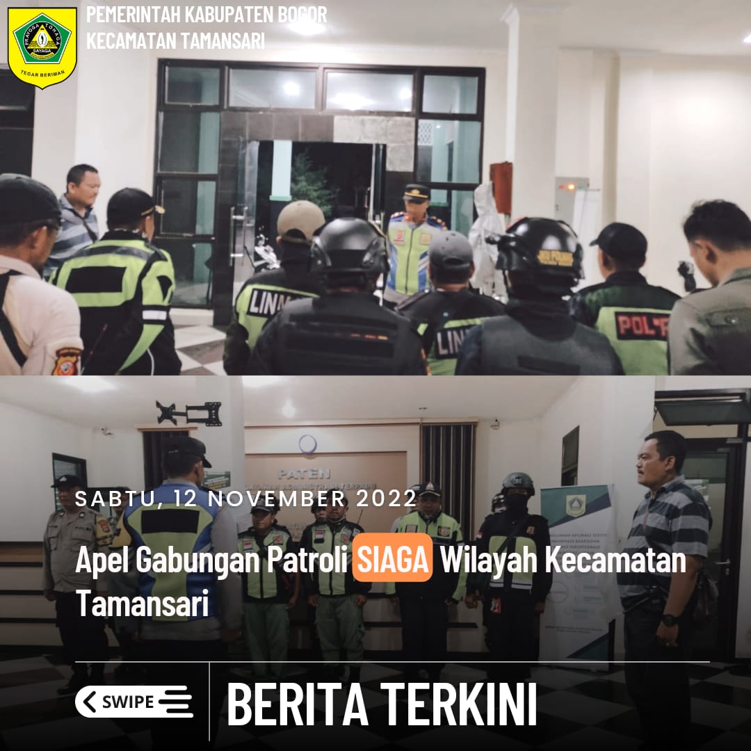 Kapolsek Tamansari Pimpin Apel Gabungan Patroli Wilayah Kecamatan Tamansari, kegiatan patroli ditujukan untuk menciptakan rasa aman dan tentram di masyarakat, dan menghimbau kerumunan pemuda untuk membubarkan diri untuk antisipasi hal yang tidak di ingink