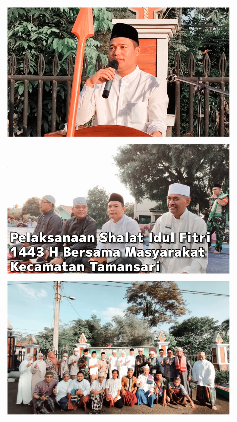 Pelaksanaan Sholat Idul Fitri 1443 H bersama masyarakat kecamatan Tamansari