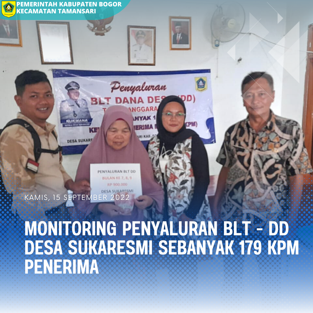 Seksi Pemberdayaan Masyarakat, Bersama SatPol - PP Kecamatan Tamansari Melaksanakan Monitoring Penyaluran BLT - DD Desa Sukaresmi Sebanyak 179 KPM Penerima.