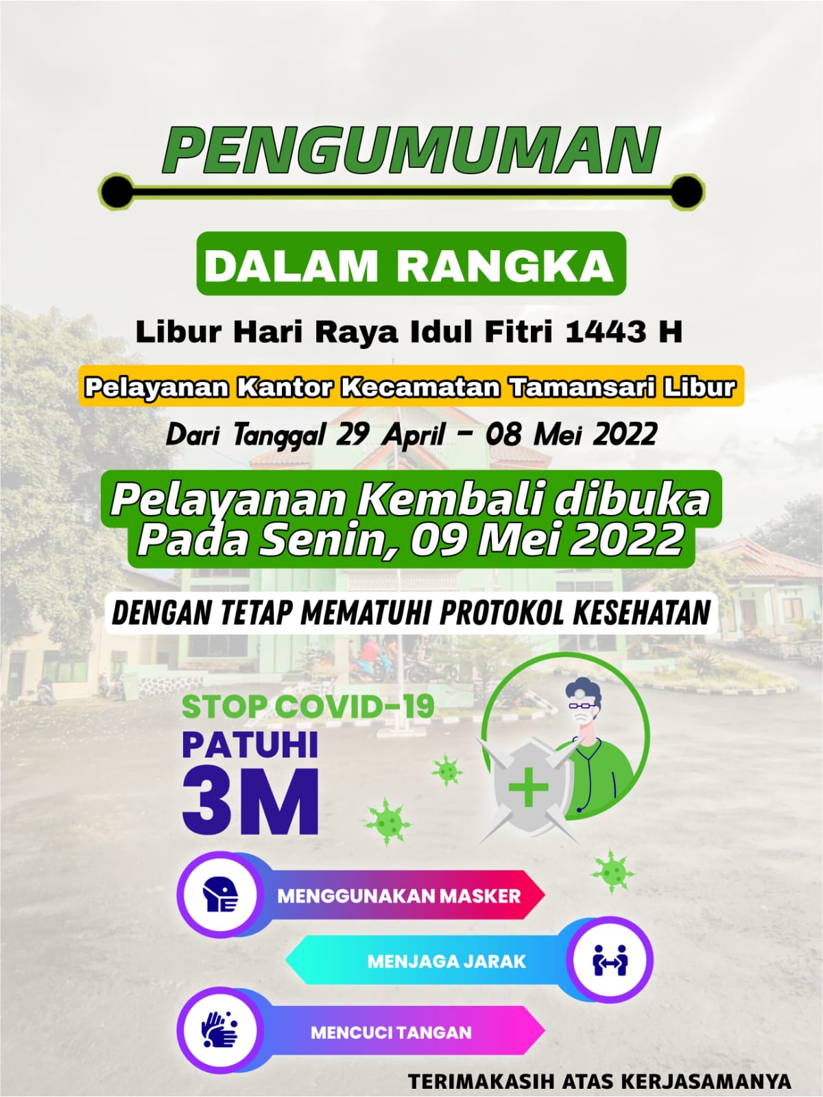 Pengumuman Pelayanan Administrasi Kecamatan Tamansari